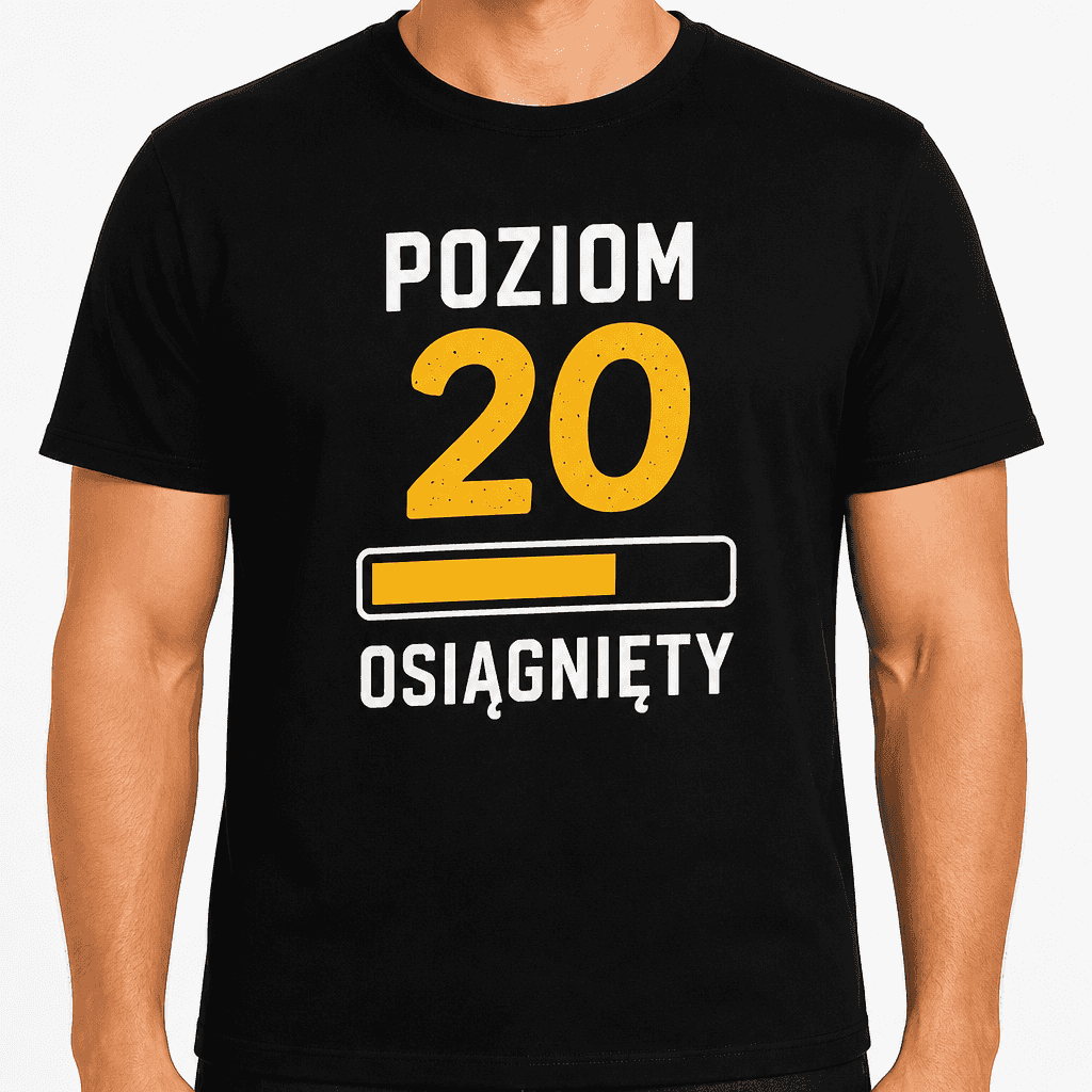 Koszulka na 20. urodziny – Poziom 20 osiągnięty