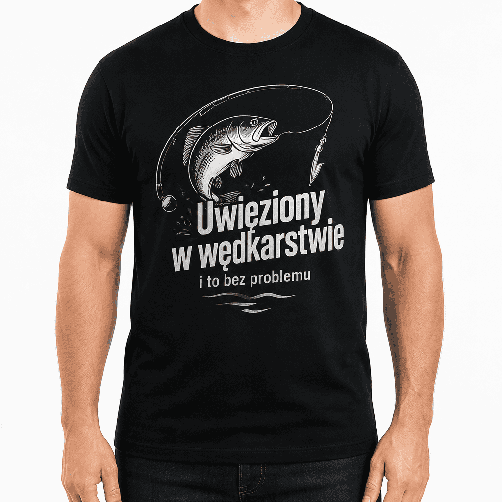 Koszulka wędkarska – Uwięziony w wędkarstwie