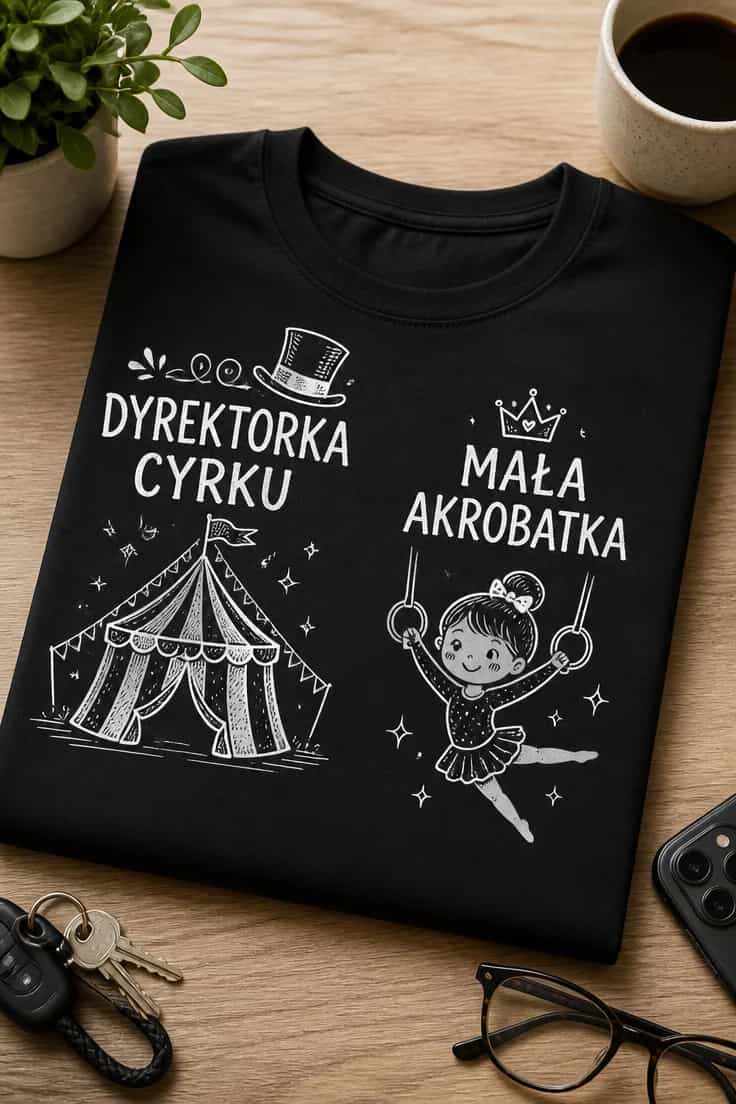 Koszulka dla mamy i córki – Dyrektorka Cyrku Mała Akrobatka