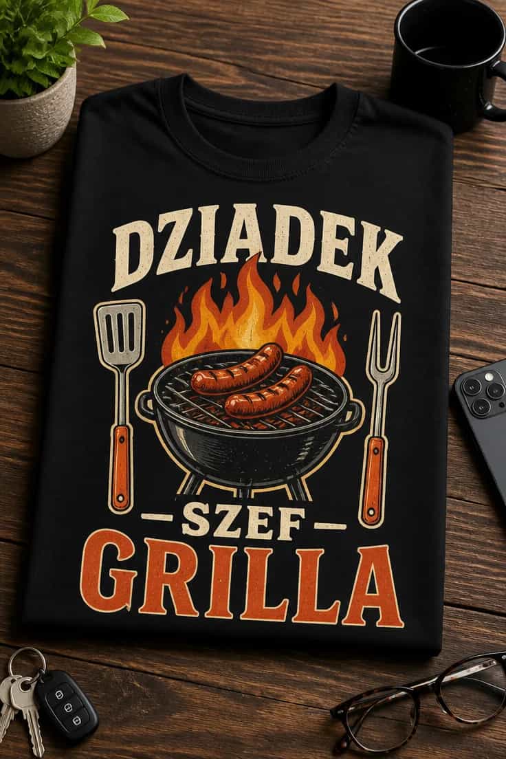 Koszulka dla dziadka grillmastera – Dziadek Szef Grilla