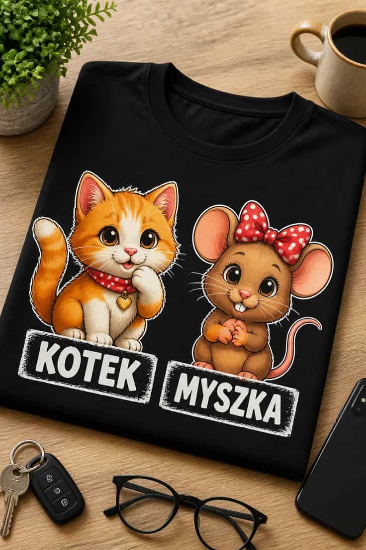 Koszulka dla par – Kotek Myszka