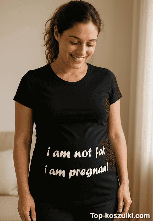 Śmieszna koszulka not fat just pregnant