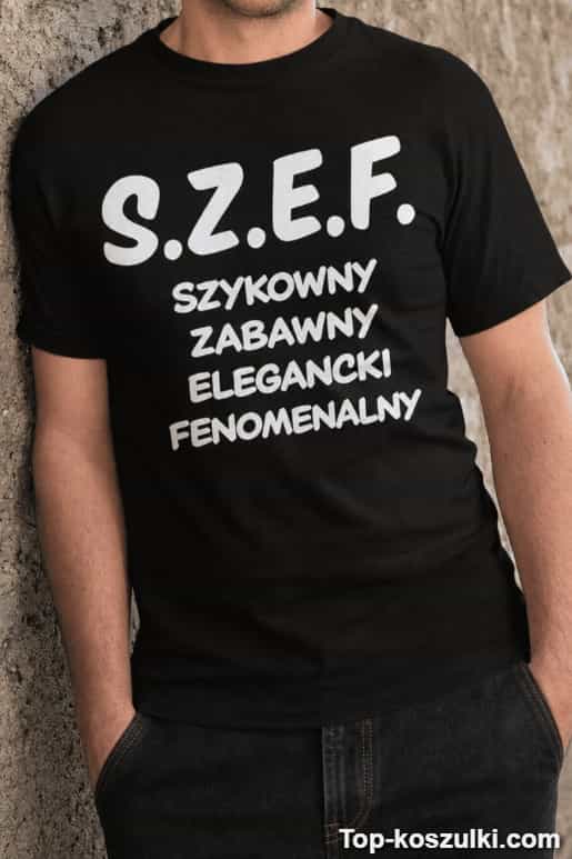 Śmieszna koszulka szef akronim