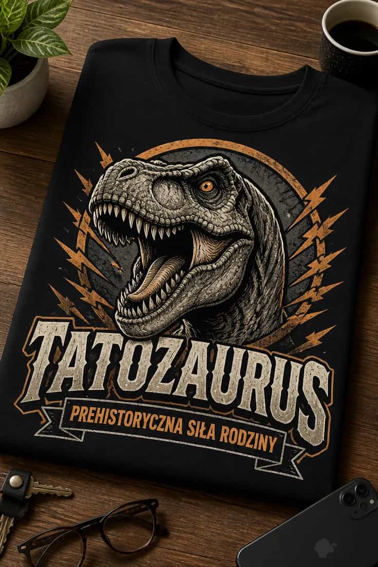 Koszulka dla taty – Tatozaurus Prehistoryczna Siła Rodziny
