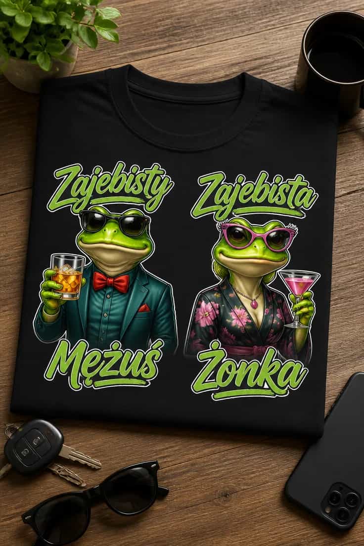 Koszulka dla małżonków – Zajebisty Mężuś Zajebista Żonka