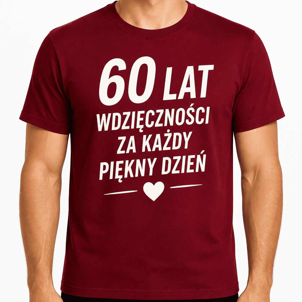 Koszulka na 60. urodziny – 60 lat wdzięczności za każdy piękny dzień