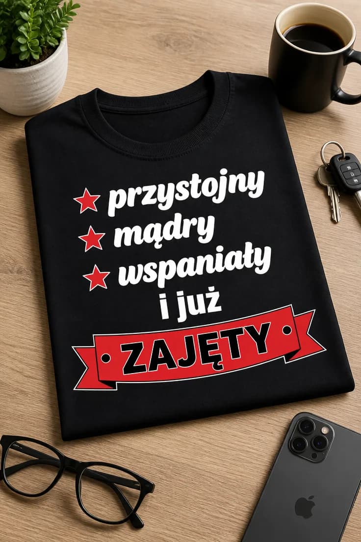 Koszulka przystojny mądry wspaniały i już zajęty