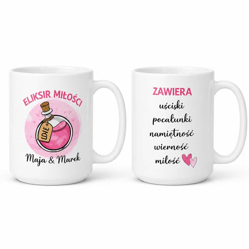 Kubki dla par eliksir miłości z dowolnym imieniem