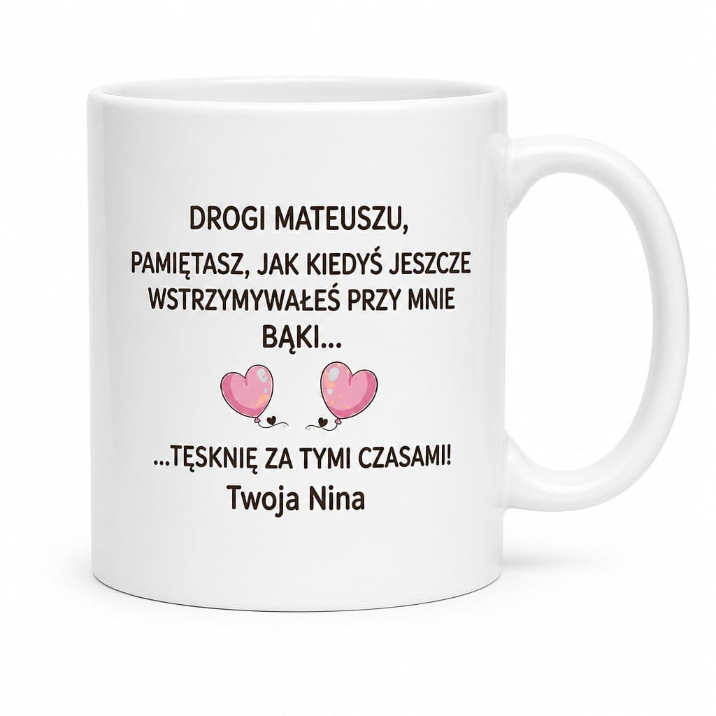 Śmieszny kubek bąki z dowolnym imieniem