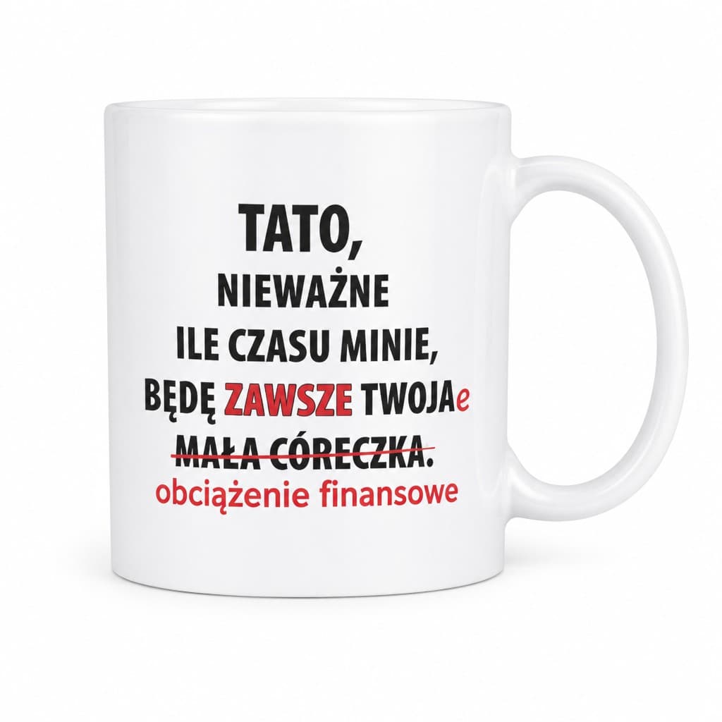 Śmieszny kubek dla taty obciążenie finansowe