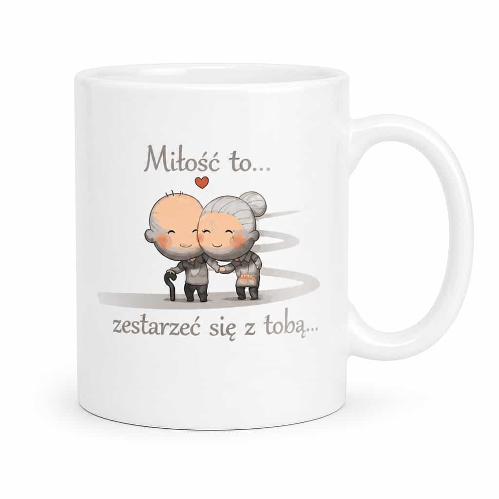 Śmieszny kubek miłość to zestarzeć się