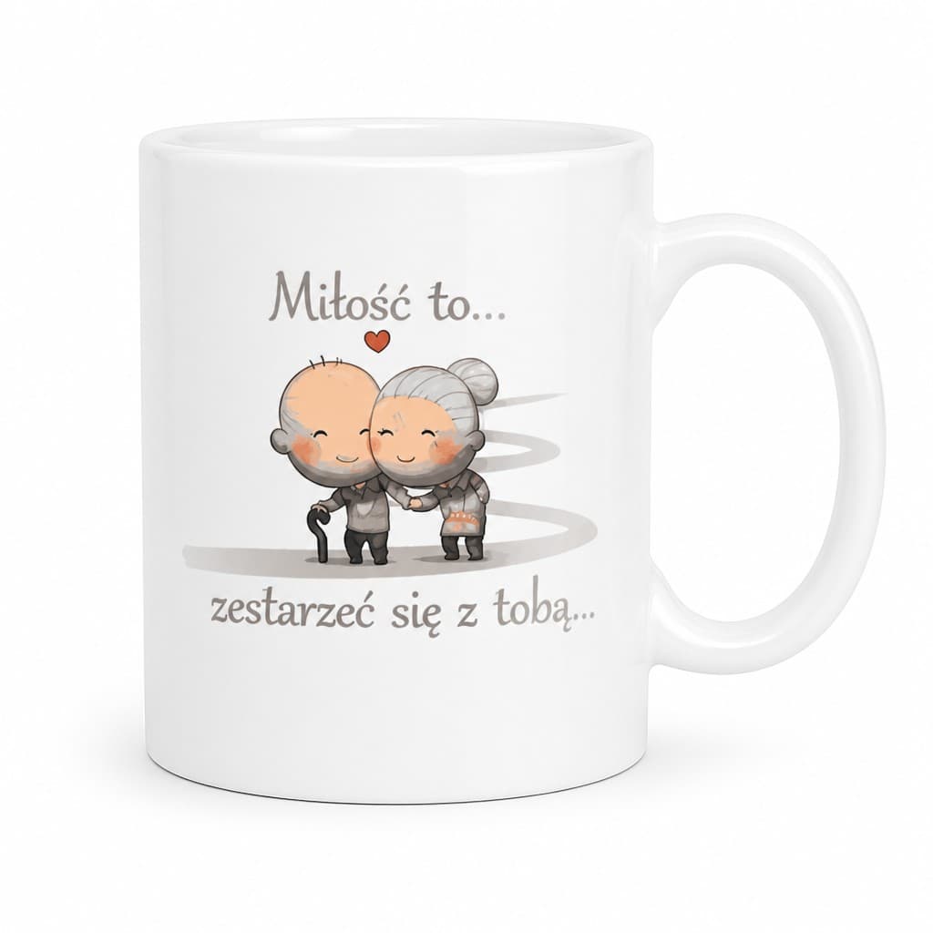 Śmieszny kubek miłość to zestarzeć się