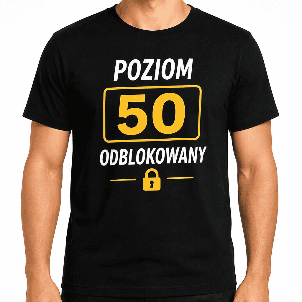 Koszulka na 50. urodziny – Poziom 50 odblokowany