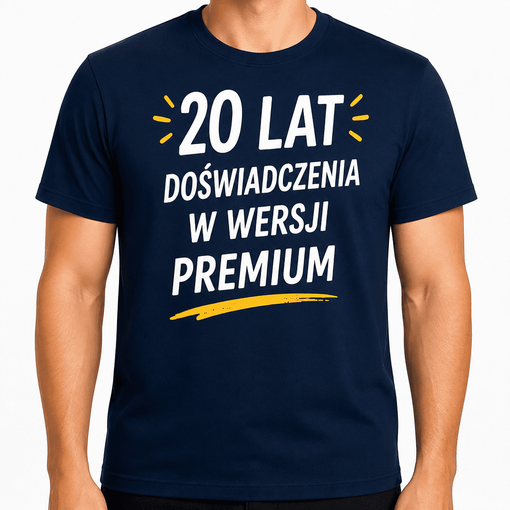 Koszulka na 20. urodziny – 20 lat doświadczenia w wersji premium