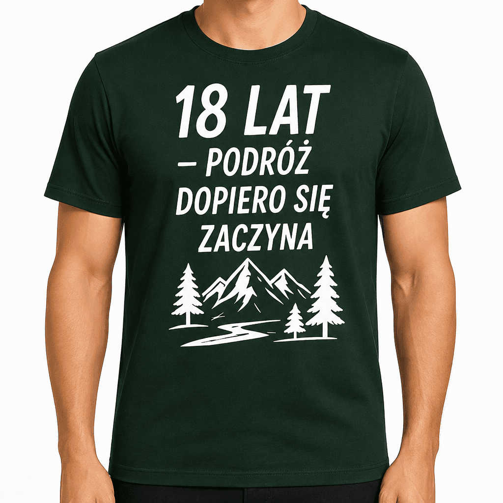 Koszulka na 18. urodziny – 18 lat – podróż dopiero się zaczyna