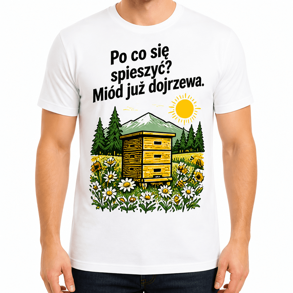 Koszulka pszczelarza – Po co się spieszyć? Miód już dojrzewa.