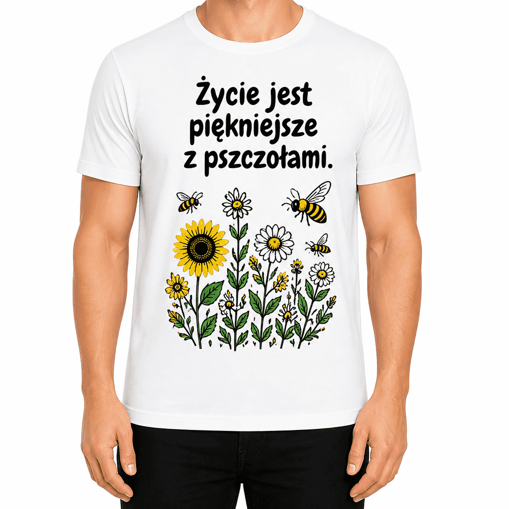 Koszulka pszczelarza – Życie jest piękniejsze z pszczołami.