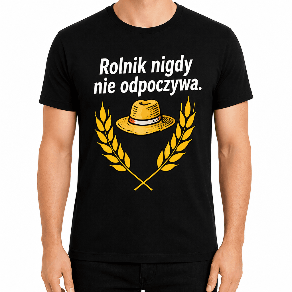 Koszulka dla rolnika – Rolnik nigdy nie odpoczywa.