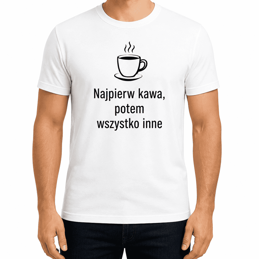 Koszulka dla współpracownika – Najpierw kawa, potem wszystko inne