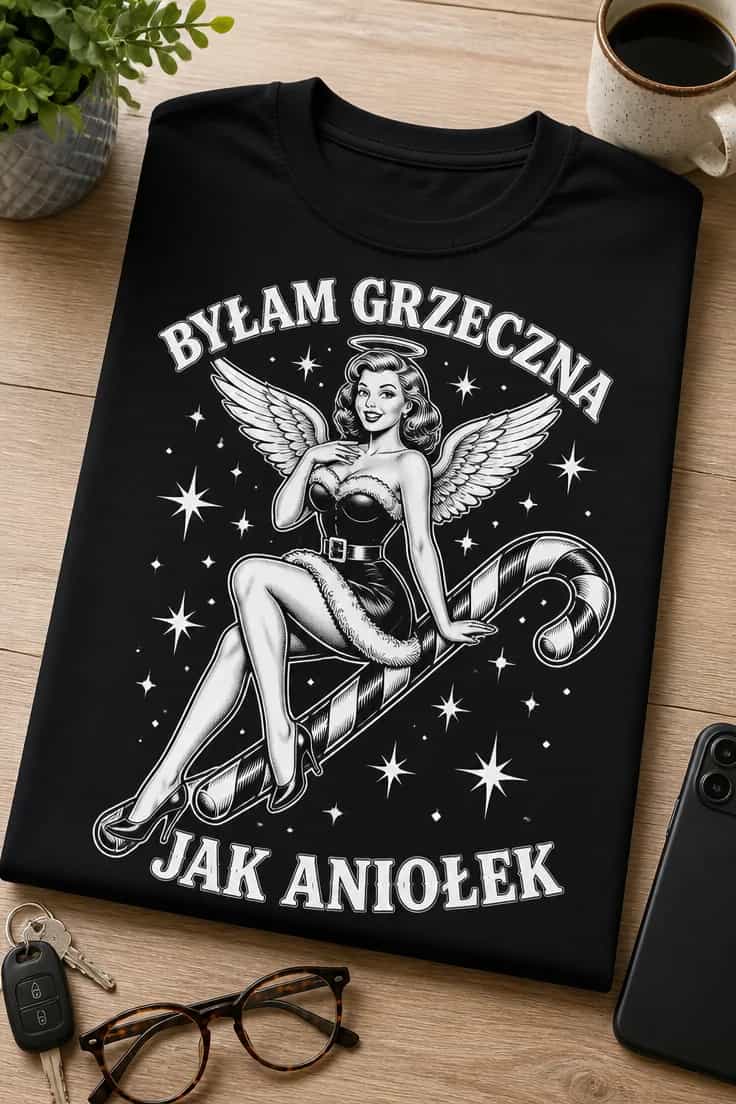 Koszulka dla kobiet na święta – Byłam Grzeczna Jak Aniołek