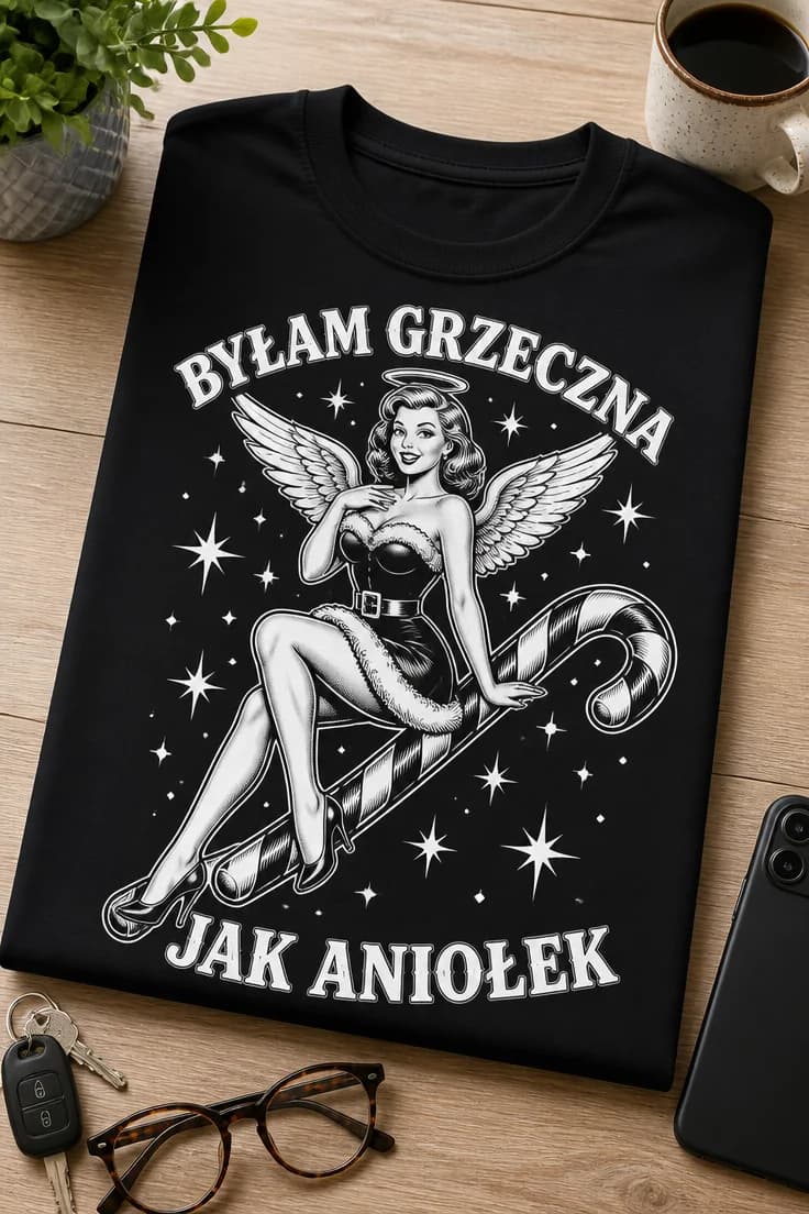 Koszulka dla kobiet na święta – Byłam Grzeczna Jak Aniołek