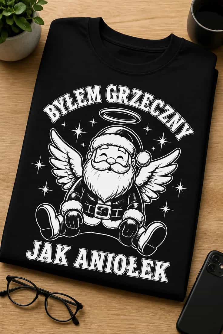 Koszulka z krótkim motywem – Byłem Grzeczny Jak Aniołek