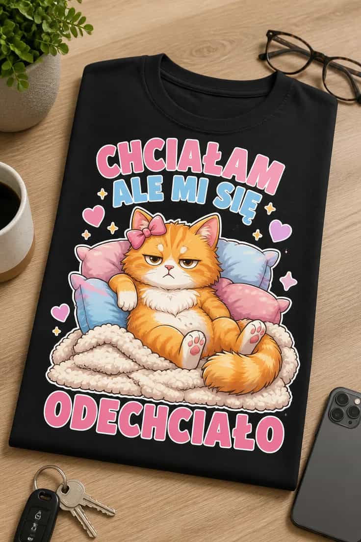 Koszulka z krótkim motywem – Chciałam Ale Mi Się Odechciało