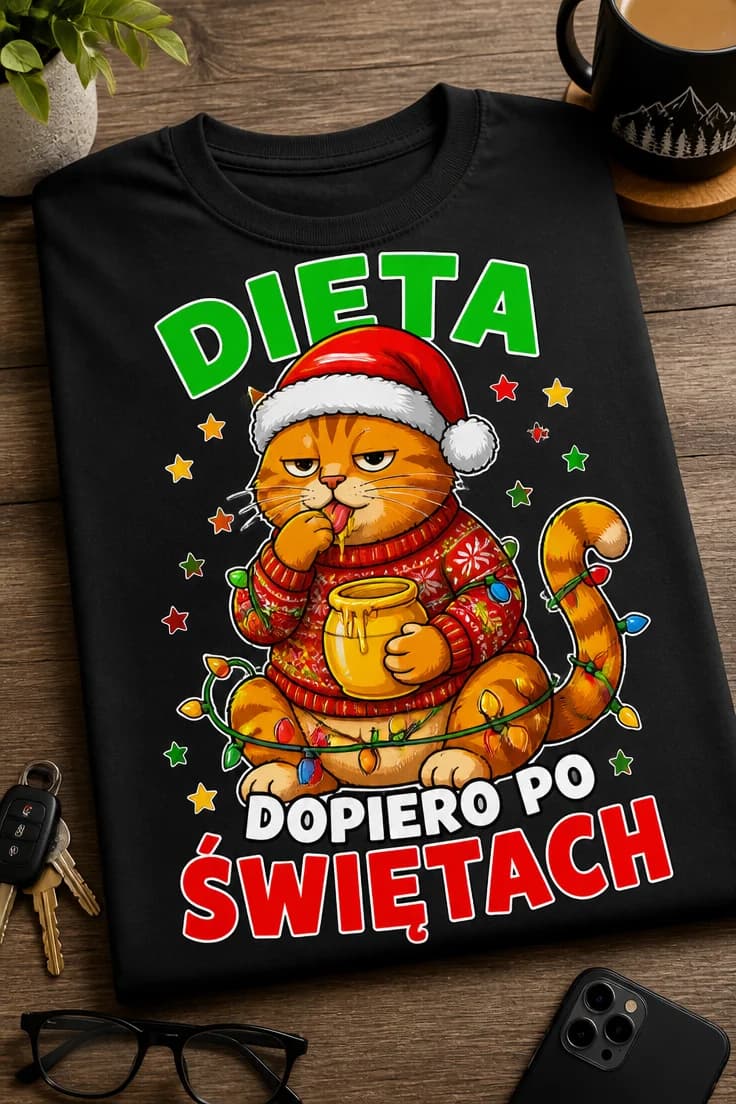 Koszulka z krótkim motywem – Dieta Dopiero Po Świętach