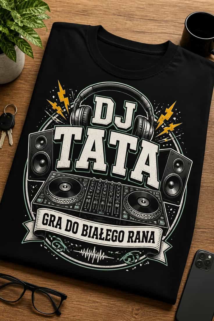 Koszulka dla taty didżeja – Dj Tata Gra Do Białego Rana