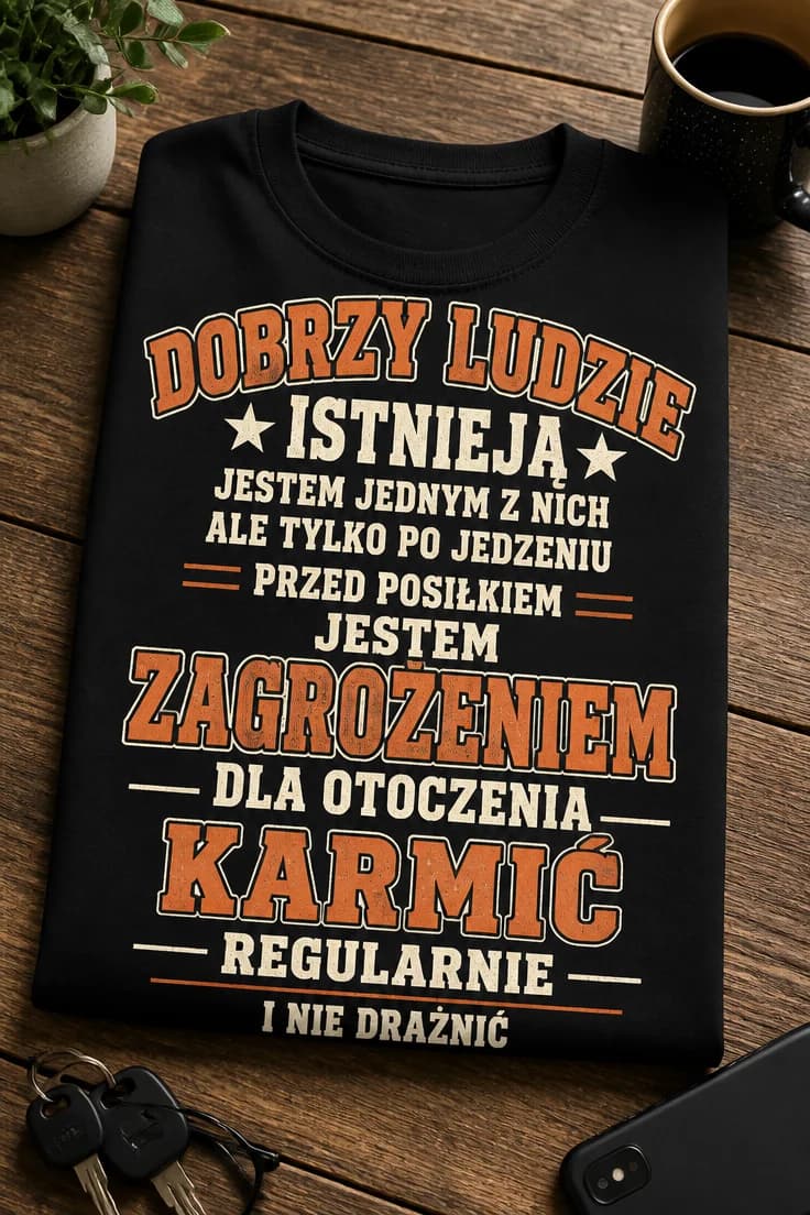 Koszulka dla głodomora dobrzy ludzie tylko po jedzeniu