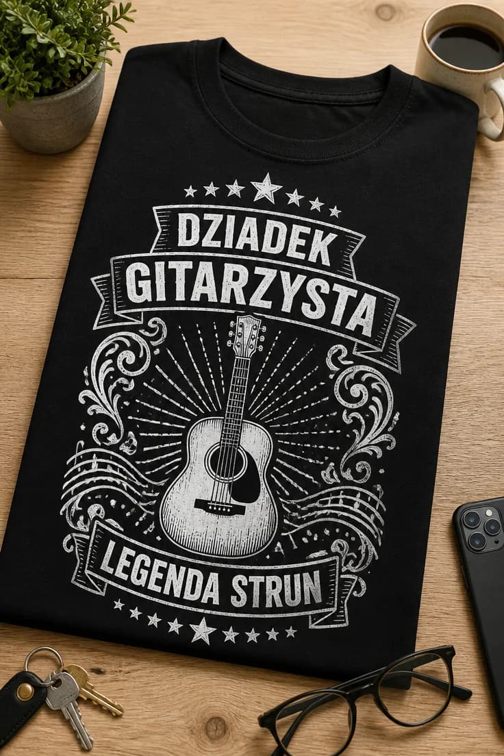 Koszulka dziadek gitarzysta legenda strun