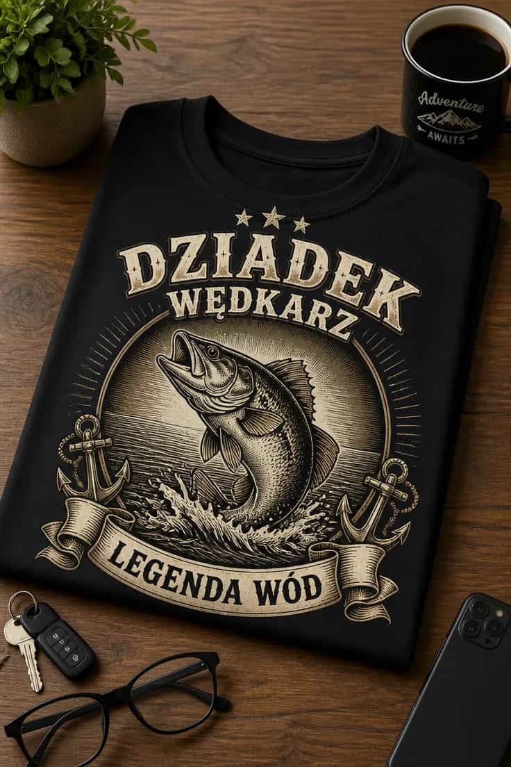 Koszulka dla dziadka wędkarza – Dziadek Wędkarz Legenda Wód