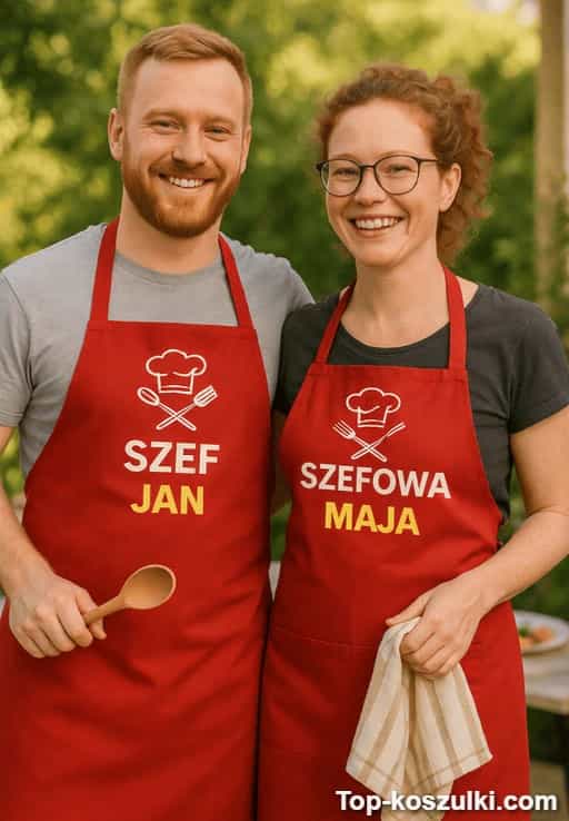 Fartuchy dla par szef i szefowa z imieniem