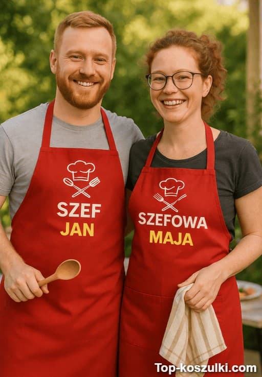 Fartuchy dla par szef i szefowa z imieniem