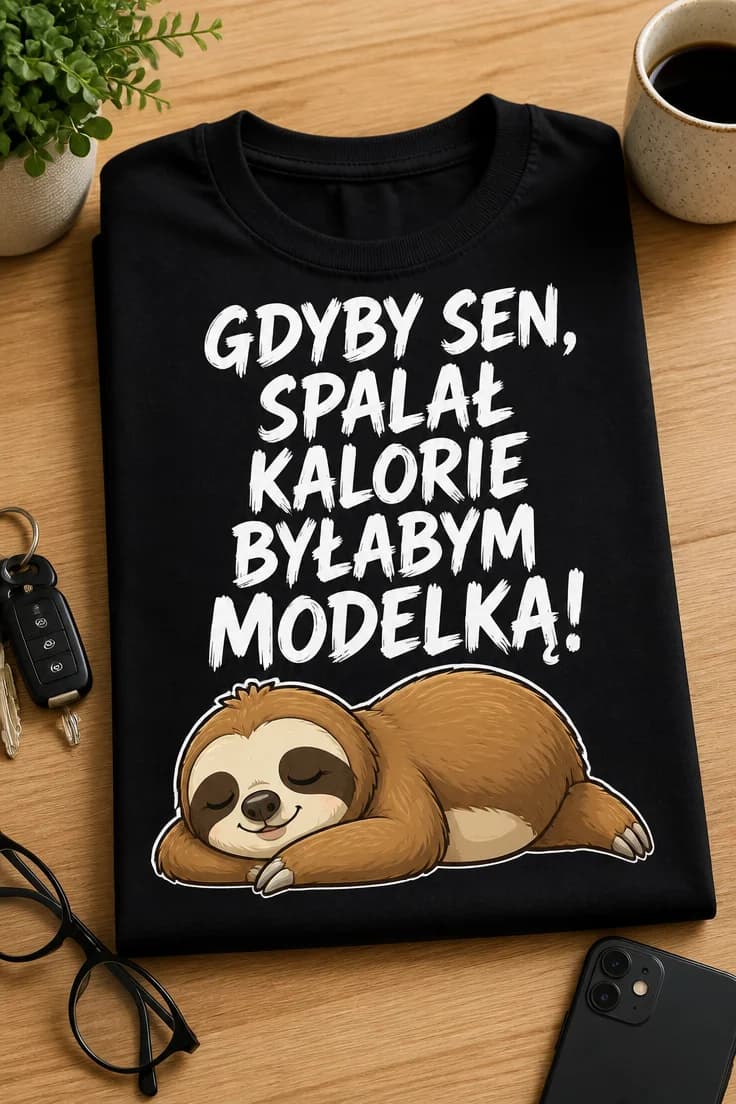 Koszulka gdyby sen spalał kalorie byłabym modelką