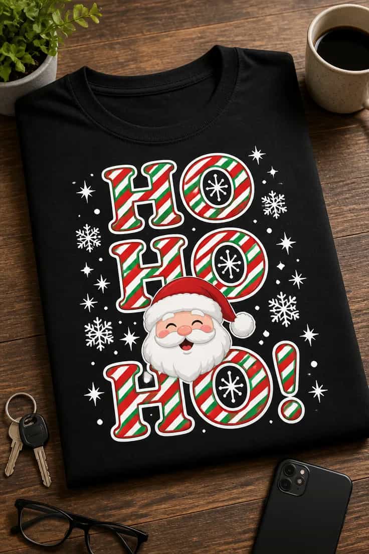 Koszulka z krótkim motywem 1-3 słowa – Ho Ho Ho!