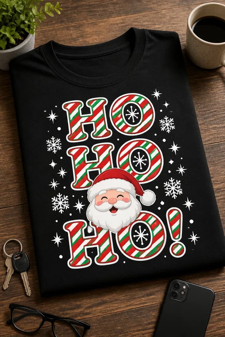 Koszulka z krótkim motywem 1-3 słowa – Ho Ho Ho!