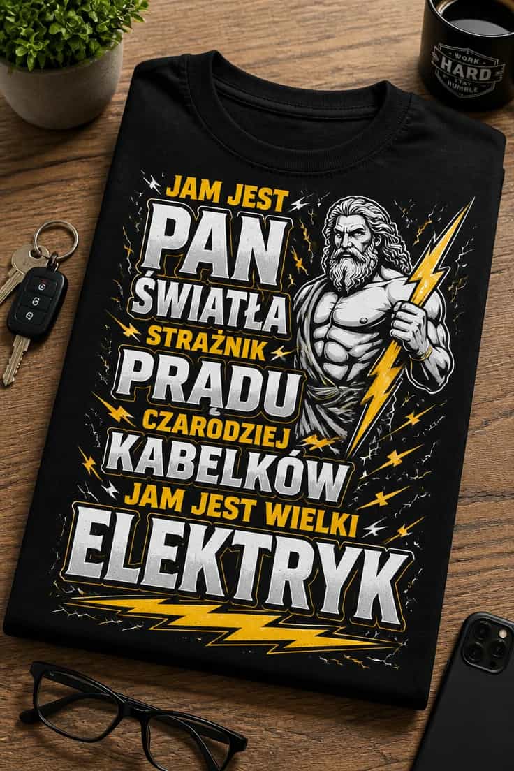 Koszulka dla elektryka jam jest pan światła i kabelków