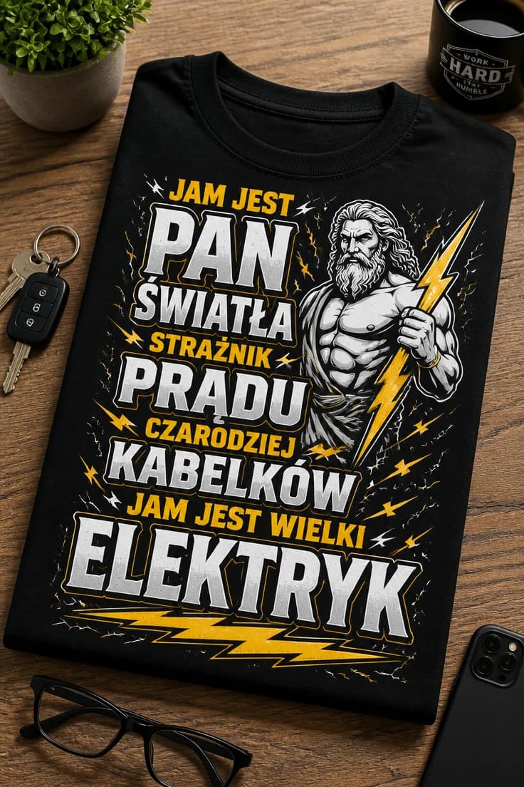 Koszulka dla elektryka jam jest pan światła i kabelków