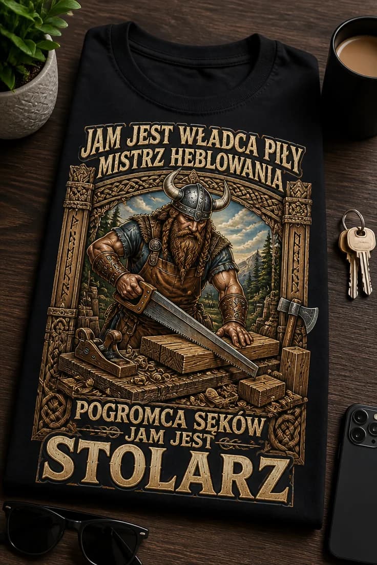 Koszulka dla stolarza jam jest władca piły