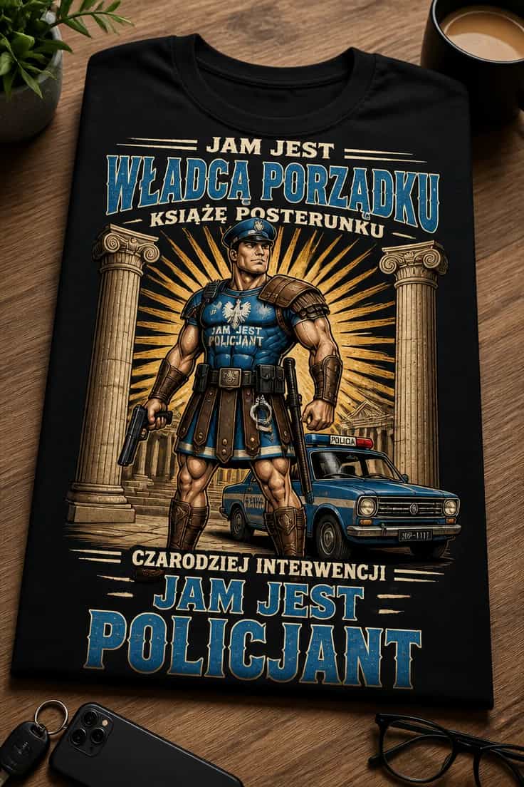 Koszulka jam jest władcą porządku policjant