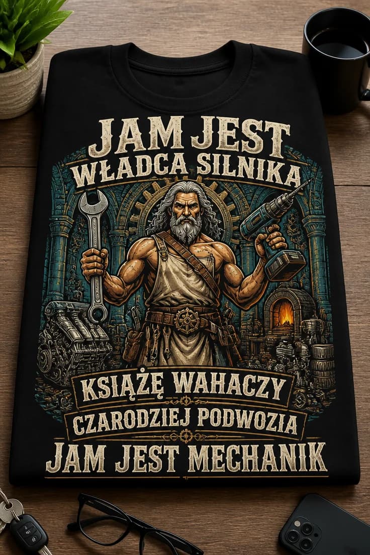 Koszulka dla mechanika jam jest władca silnika