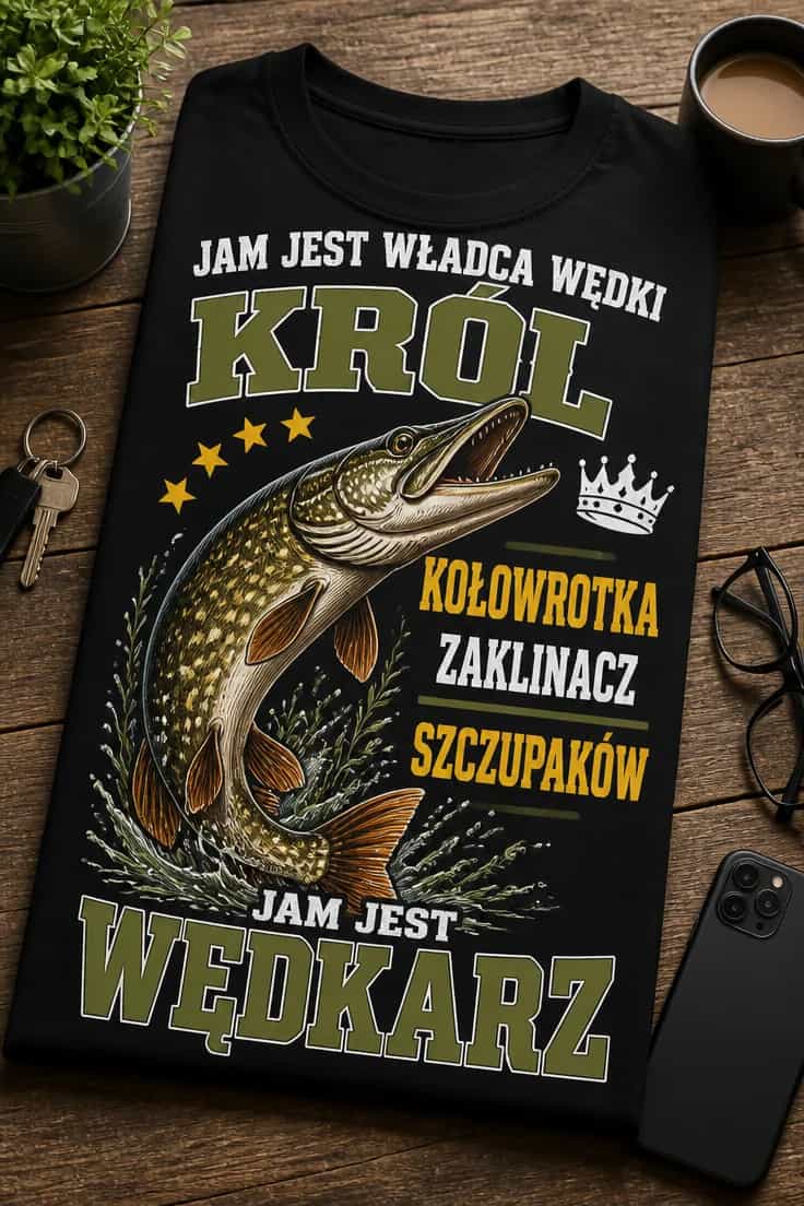 Koszulka władca wędki król kołowrotka zaklinacz szczupaków
