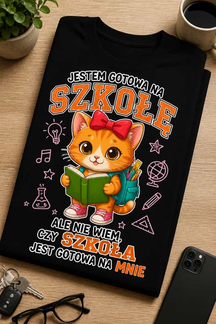 Koszulka dla uczennicy gotowa na szkołę