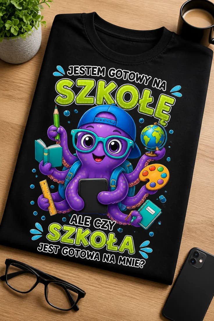 Koszulka jestem gotowy na szkołę, a szkoła na mnie?