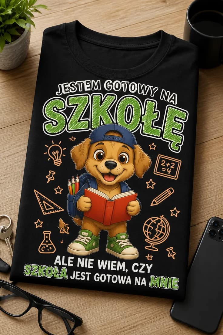 Koszulka jestem gotowy na szkołę, ale czy szkoła na mnie