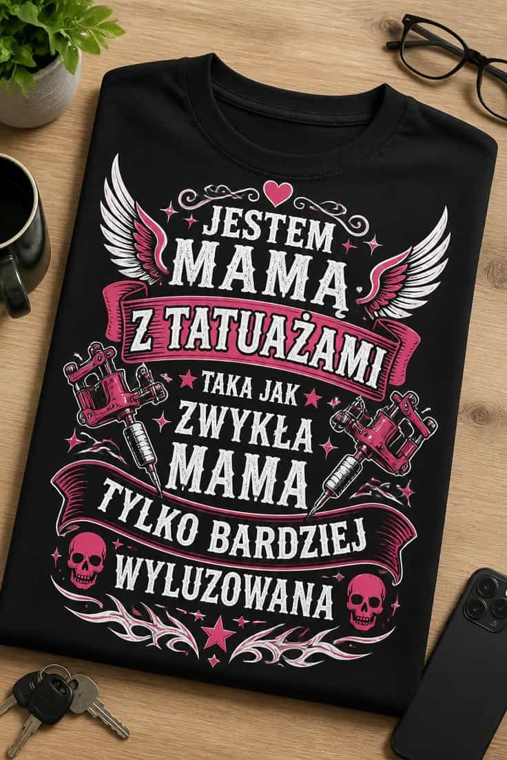 Koszulka dla mamy z tatuażami bardziej wyluzowana