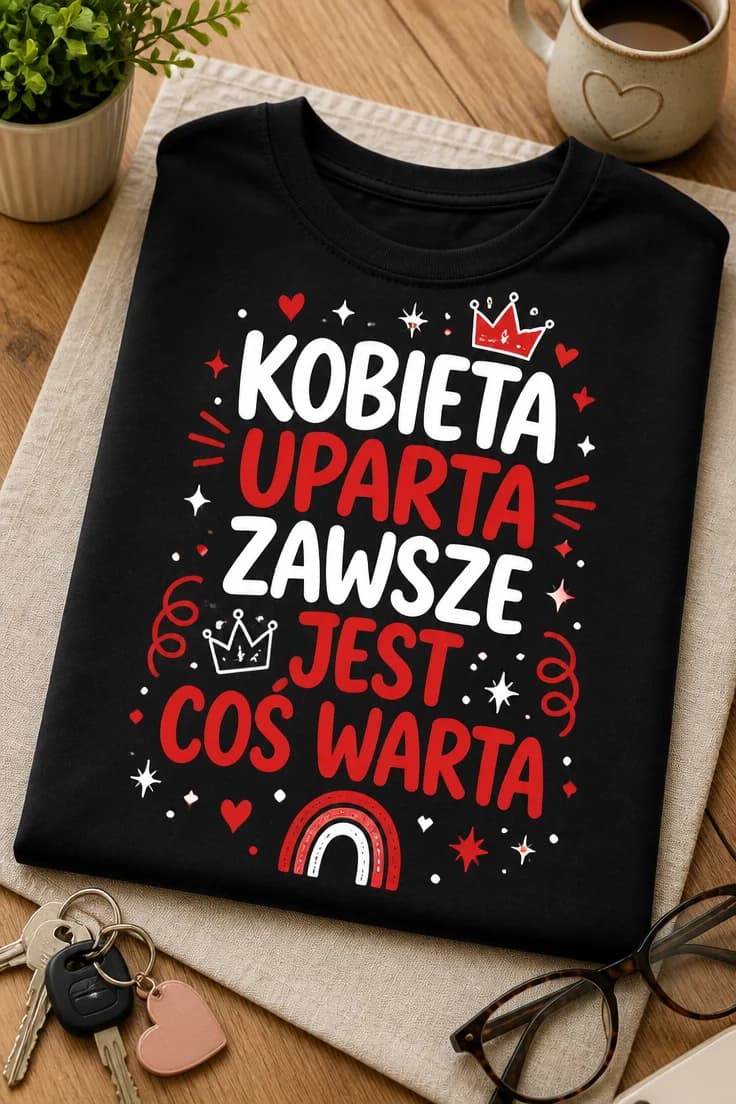 Koszulka kobieta uparta zawsze coś warta