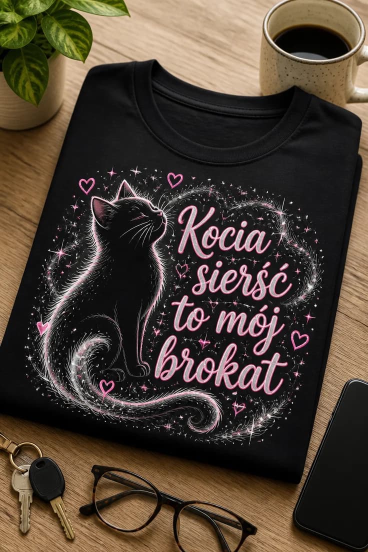 Koszulka dla kociary Kocia sierść to mój brokat