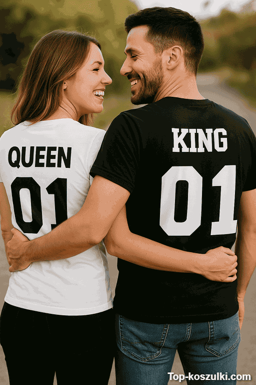 Koszulka dla par King Queen dwukolorowa